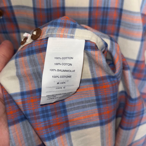 J Crew Long Sleeve Mens Button Down - Blue and Orange Plaid - XL - Picture 5 of 5